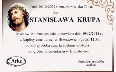 Zmarła nasza Koleżanka Ś.P. Stanisława Krupa