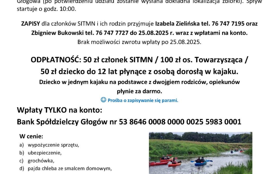 Spływ kajakowy rzeką BÓBR