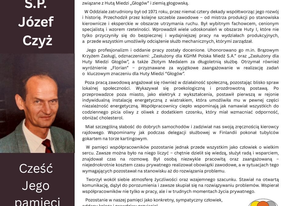 Zmarł nasz Kolega – Ś.P. Józef Czyż