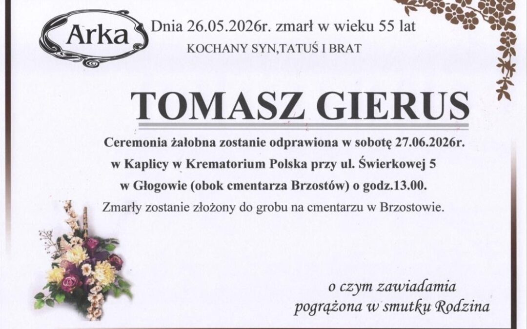 Z żalem zawiadamiamy
